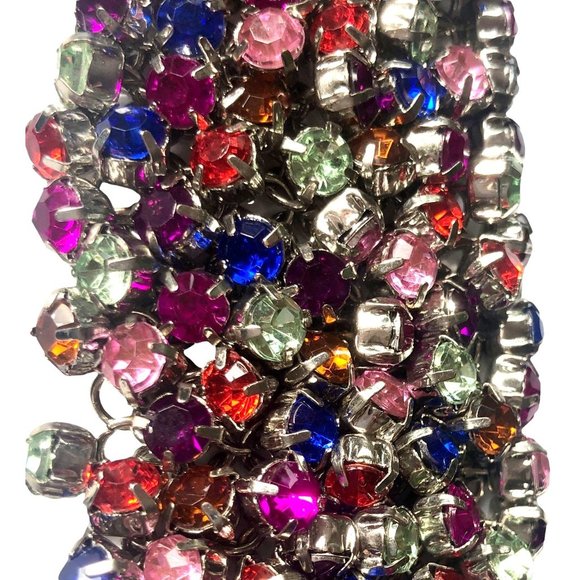 Rhinestone Bracelet Multicolor Mesh Super Blingy Bracelet - Picture 3 of 12